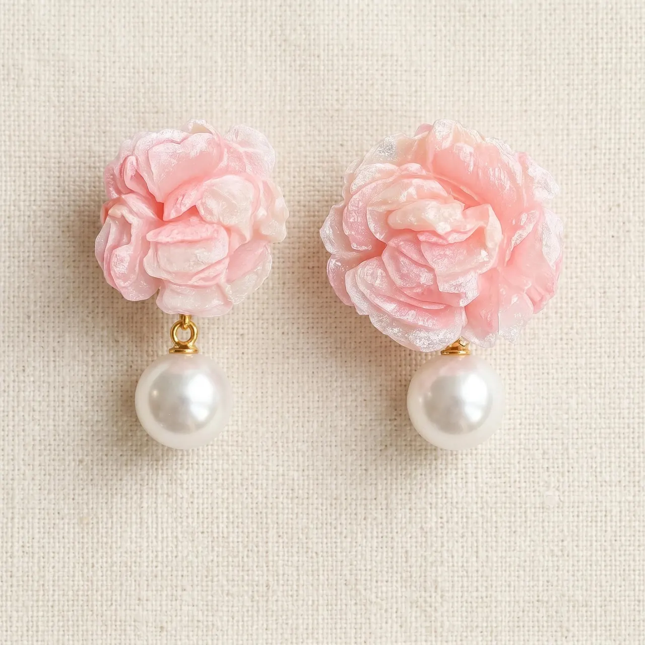 Roza Pink Rose Pearl Drop Earrings